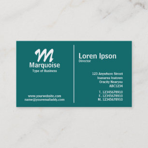 Carte De Visite Monogramme moyen blanc de règle - Teal