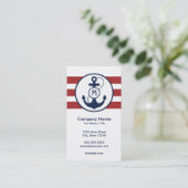 Carte De Visite Monogramme nautique rouge d'Ancre (Debout devant)
