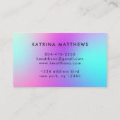 Carte De Visite Monogramme néon rose bleu et violet ombre (Dos)