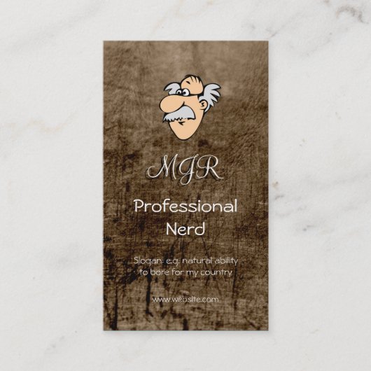 Carte De Visite Monogramme, Nerd professionnel, effet cuir (Devant)