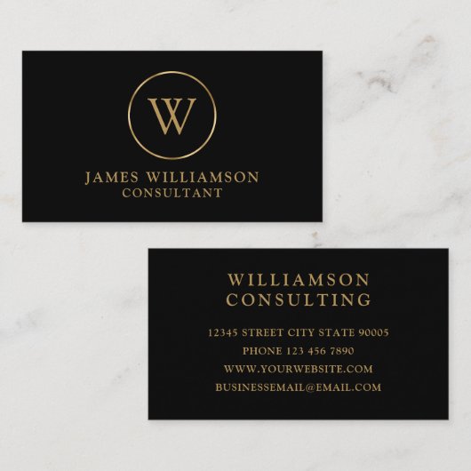 Carte De Visite Monogramme noir (Devant / Derrière)