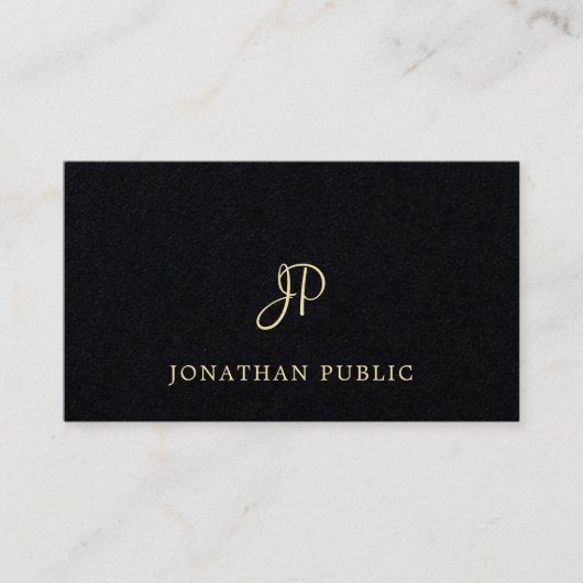 Carte De Visite Monogramme noir à la mode de police des textes (Devant)