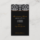 Carte De Visite monogramme noir blanc damassé orange (Dos)