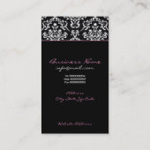 Carte De Visite monogramme noir blanc damassé rose (Dos)
