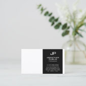 Carte De Visite Monogramme Noir Blanc Design moderne (Debout devant)