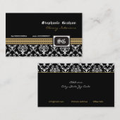 Carte de visite monogramme noir blanc élégant dama (Devant / Derrière)