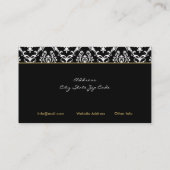 Carte de visite monogramme noir blanc élégant dama (Dos)