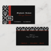 Carte de visite monogramme noir blanc élégant dama (Devant / Derrière)