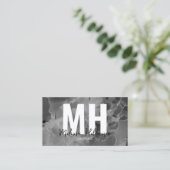 Carte De Visite Monogramme noir blanc élégant moderne (Debout devant)