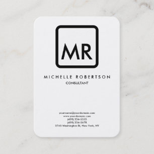 Carte De Visite Monogramme noir blanc élégant unique
