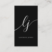 Carte De Visite Monogramme Noir Blanc Moderne Calligraphie Féminin (Devant)