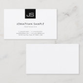 Carte De Visite Monogramme noir blanc moderne Modèle simple (Devant / Derrière)