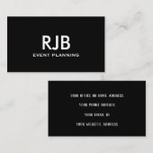 Carte De Visite Monogramme noir blanc Nom personnalisé initial Sim (Devant / Derrière)