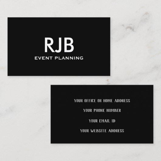 Carte De Visite Monogramme noir blanc Nom personnalisé initial Sim (Devant / Derrière)