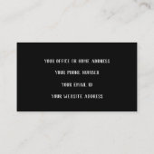 Carte De Visite Monogramme noir blanc Nom personnalisé initial Sim (Dos)