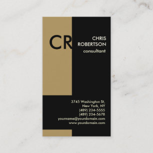 Carte de visite Monogramme Noir Blanc Or