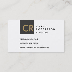 Carte de visite Monogramme Noir Blanc Or
