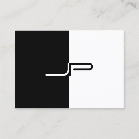 Carte De Visite Monogramme noir blanc personnalisé Élégant initial (Devant)