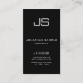 Carte De Visite Monogramme Noir Blanc Sleek Plain à la mode (Devant)