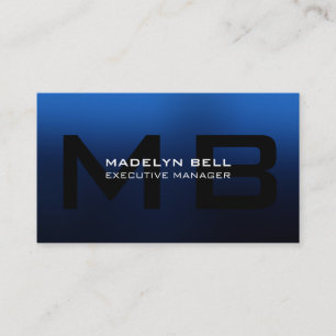 Carte De Visite Monogramme noir bleu moderne professionnel