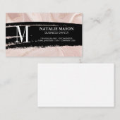 Carte De Visite Monogramme noir brossé | Marbre rose Gold Flake (Devant / Derrière)