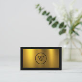 Carte De Visite Monogramme noir Chalkboard or Fusion simple modern (Debout devant)