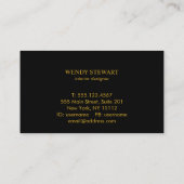 Carte De Visite Monogramme noir Chalkboard or Fusion simple modern (Dos)