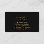 Carte De Visite Monogramme noir Chalkboard or Fusion simple modern (Dos)
