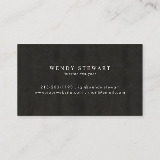 Carte De Visite Monogramme noir Chalkboard or Fusion simple modern (Dos)