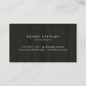 Carte De Visite Monogramme Noir Chalkboard Rose Or Simple Moderne (Dos)