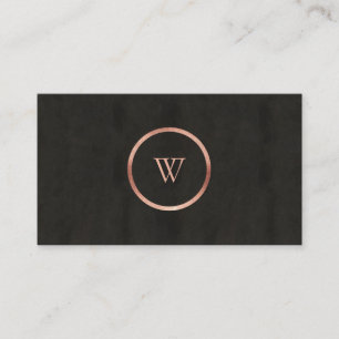 Carte De Visite Monogramme Noir Chalkboard Rose Or Simple Moderne