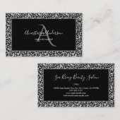 Carte De Visite Monogramme noir chic et luisier (Devant / Derrière)