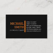 Carte De Visite Monogramme noir clair orange moderne (Dos)