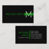 Carte De Visite Monogramme noir clair vert moderne (Devant / Derrière)