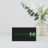 Carte De Visite Monogramme noir clair vert moderne (Debout devant)