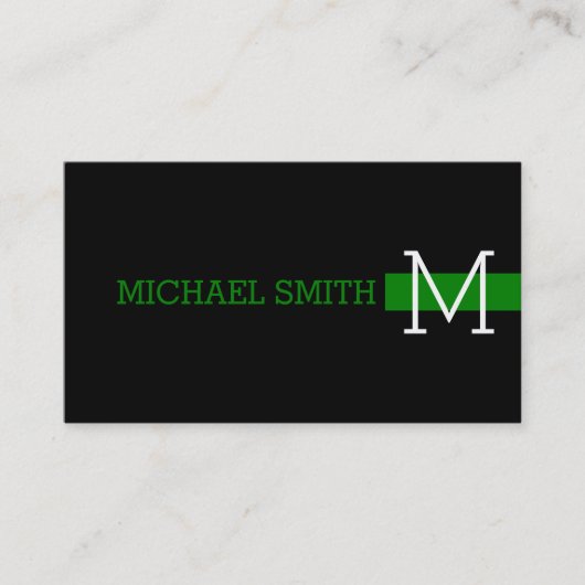 Carte De Visite Monogramme noir clair vert moderne (Devant)
