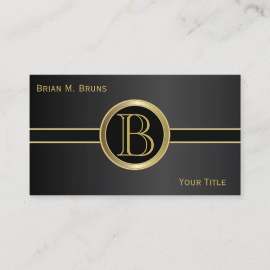 Carte De Visite Monogramme noir classique exécutif (Devant)