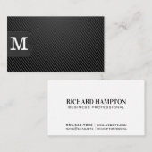 Carte De Visite Monogramme | Noir de fibre de carbone (Devant / Derrière)
