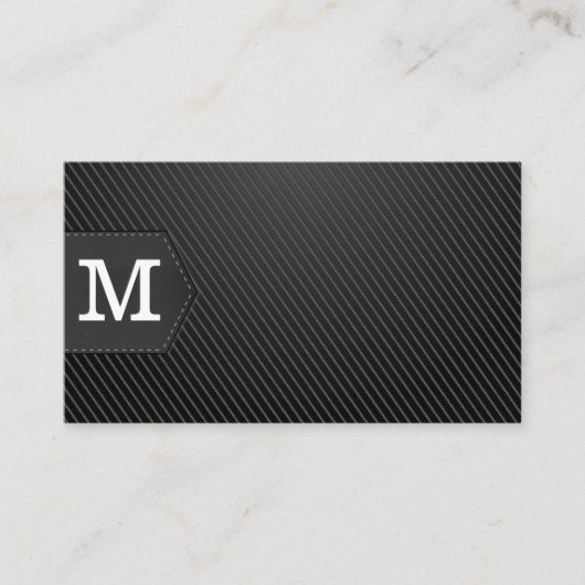 Carte De Visite Monogramme | Noir de fibre de carbone (Devant)