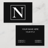 Carte De Visite Monogramme noir et blanc (Devant / Derrière)