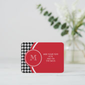 Carte De Visite Monogramme noir et blanc de rouge de pied-de-poule (Debout devant)