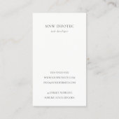 Carte De Visite Monogramme noir et blanc minimal initial (Dos)