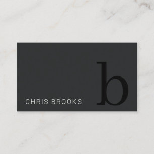 Carte De Visite Monogramme noir et blanc minimal initial