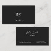 Carte De Visite Monogramme noir et blanc Moderne Professionnel (Devant / Derrière)