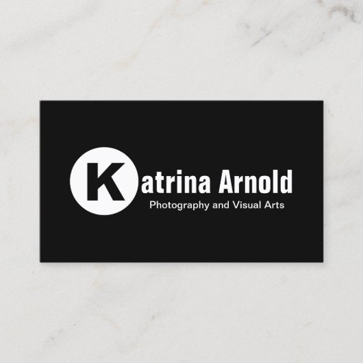 Carte De Visite Monogramme noir et blanc simple (Devant)