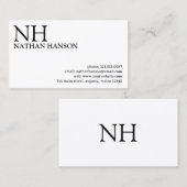 Carte De Visite Monogramme noir et blanc simple Moderne (Devant / Derrière)