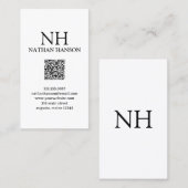 Carte De Visite Monogramme noir et blanc simple Moderne (Devant / Derrière)