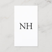 Carte De Visite Monogramme noir et blanc simple Moderne (Dos)