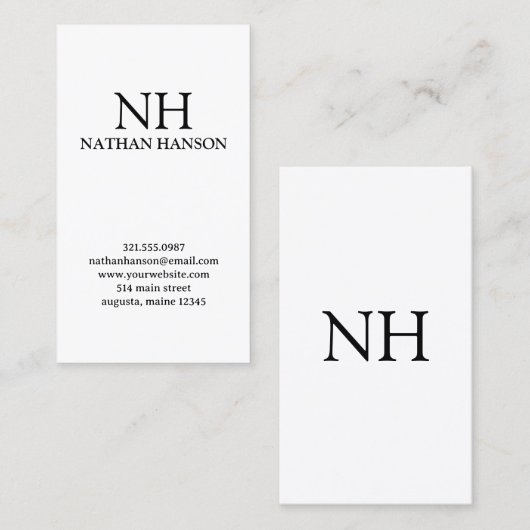 Carte De Visite Monogramme noir et blanc simple Moderne (Devant / Derrière)