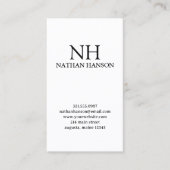 Carte De Visite Monogramme noir et blanc simple Moderne (Devant)